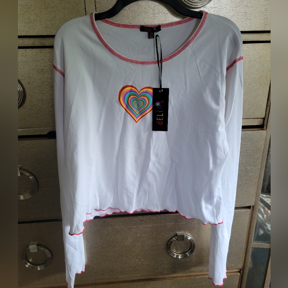 Delia's Long Sleeve Heart Print Shirt
